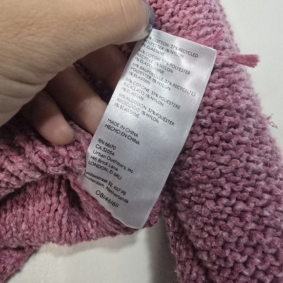 Pilcro Anthropologie Icon Cardigan Pink White Ying Yang Knit Cropped Sweater - Picture 13 of 13